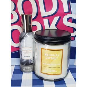 BBW Mahogany Coconut Single Wick Candle & Room Fragrance Spray